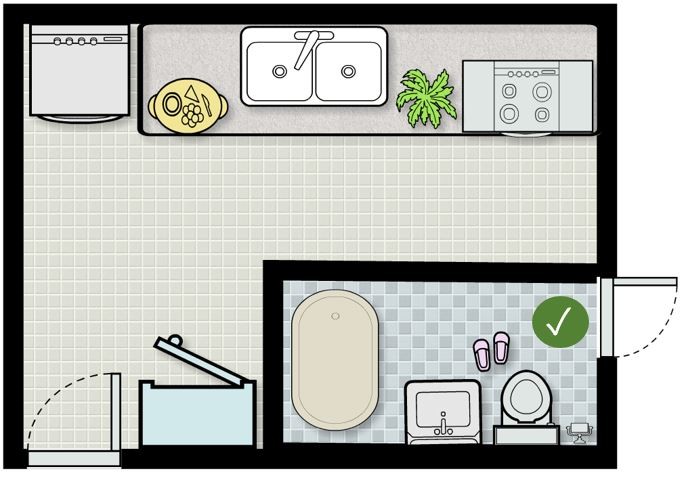 Tránh đặt bếp hướng đối diện nhà vệ sinh