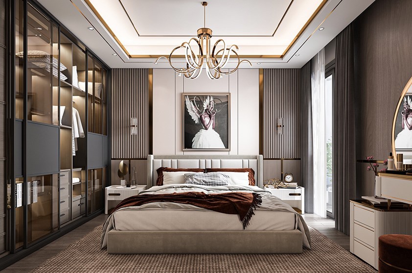 Phối màu nội thất phòng ngủ master đẹp trang nhã