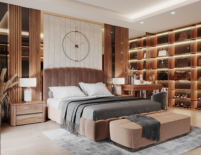 Phòng ngủ Luxury màu Walnut đẹp sang trọng