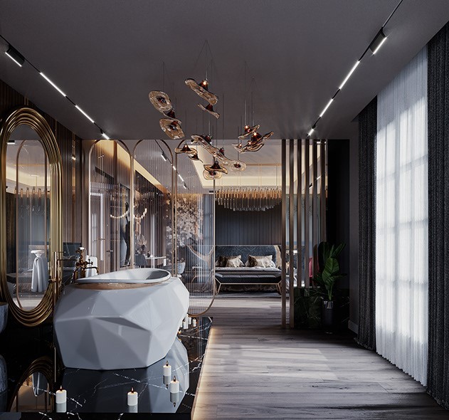Nhà tắm cao cấp trong phòng ngủ Luxury