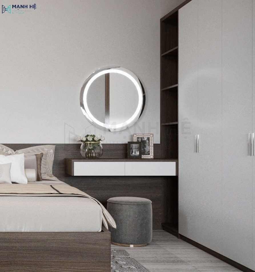 Bàn trang điểm treo tường 2 ngăn hộc kéo tiện nghi