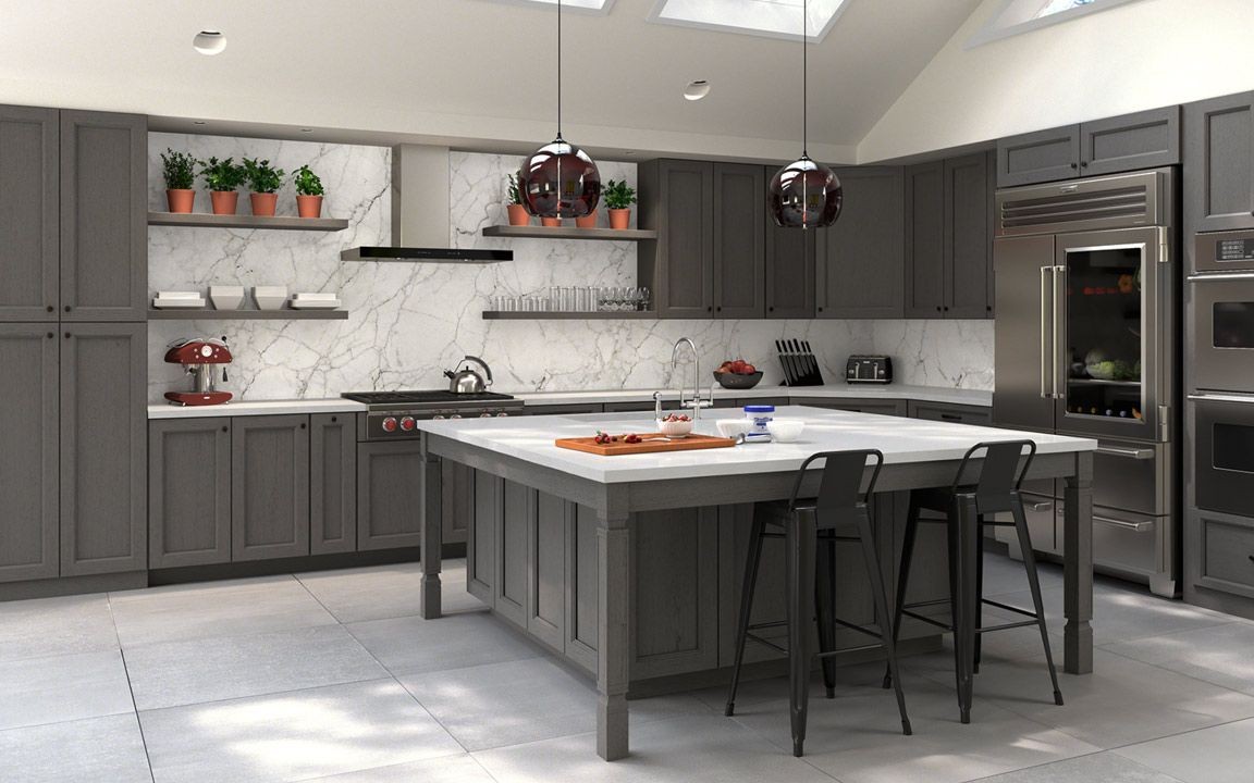 Thiết kế tủ bếp xám ghi hiện đại