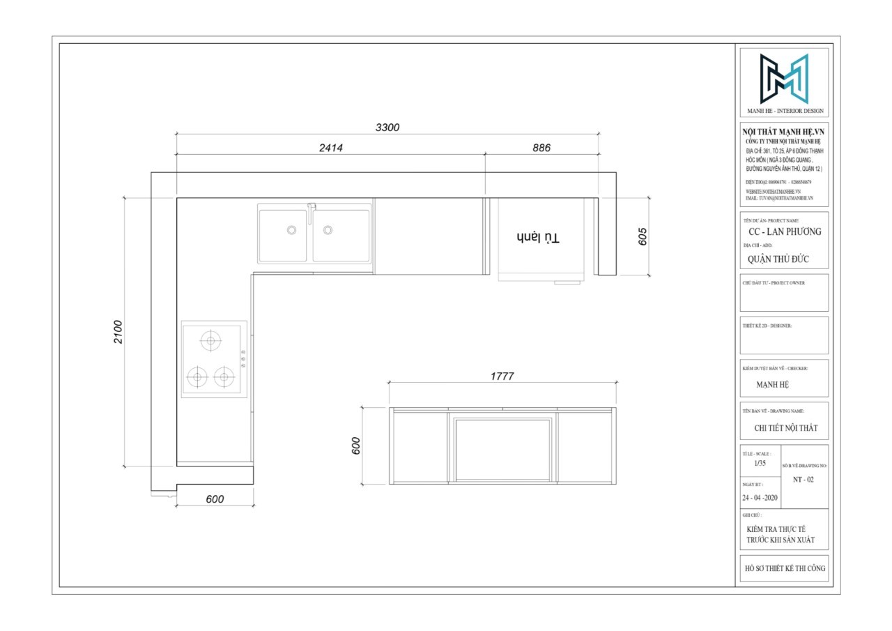 Kích thước tiêu chuẩn của đảo bếp