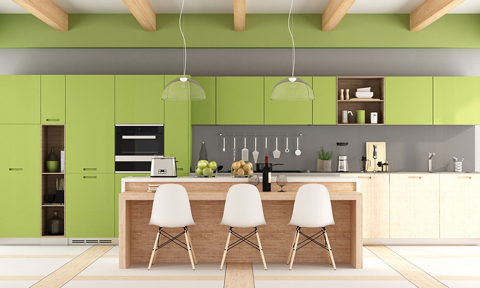 Tủ bếp gỗ công nghiệp acrylic bóng gương sang trọng