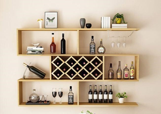 Tủ rượu treo tường phân chia các ngăn hộc tiện nghi
