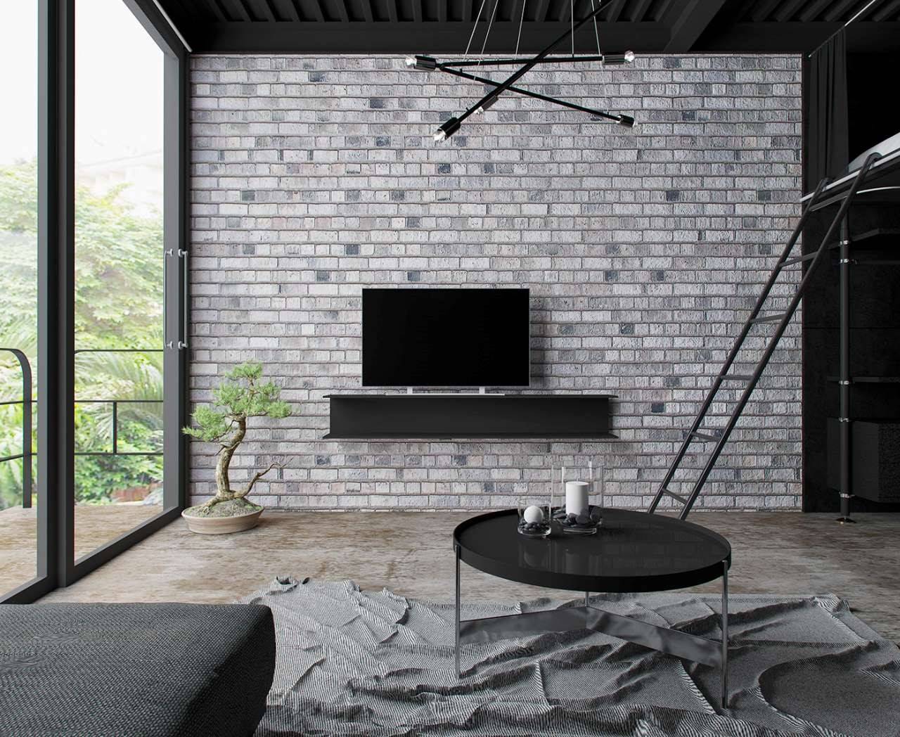 Ốp gạch thẻ lạ mắt trang trí căn hộ studio 30m2