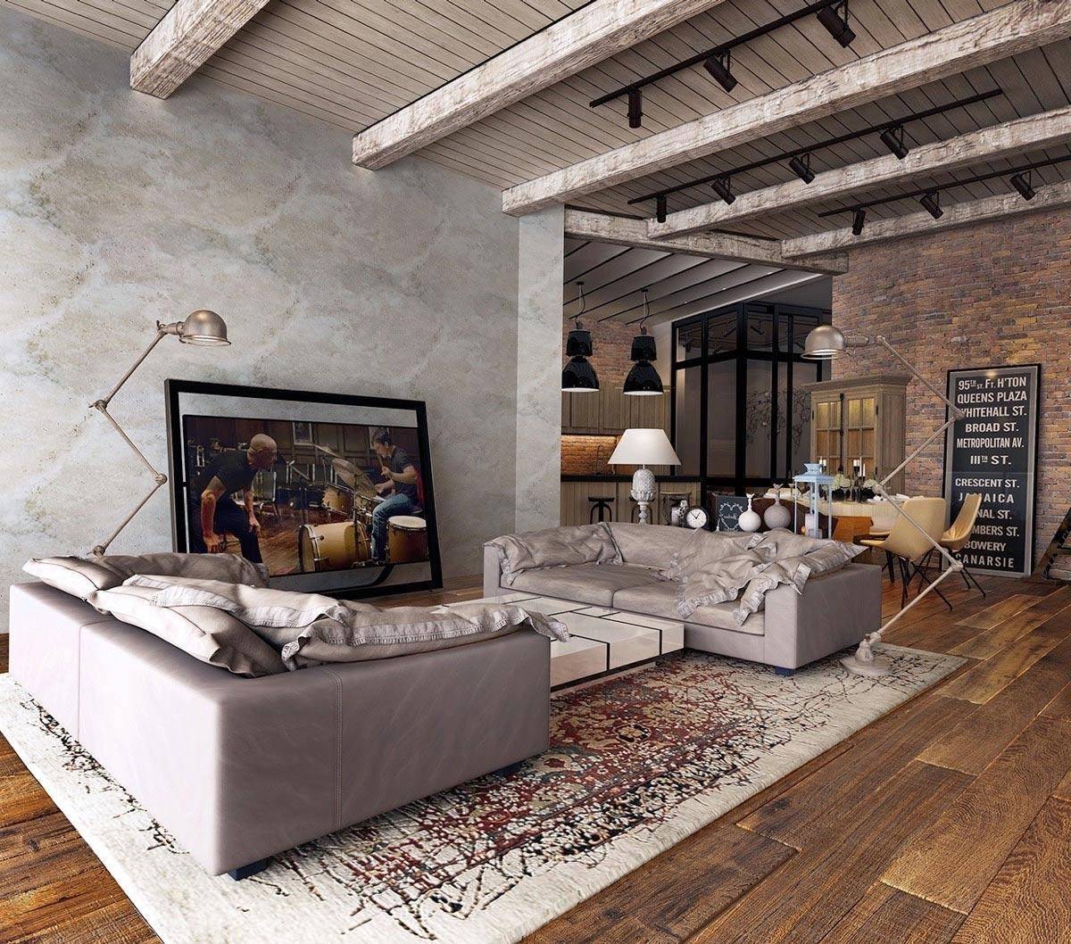 Thiết kế phòng khách đẹp theo phong cách rustic với chất liệu tự nhiên