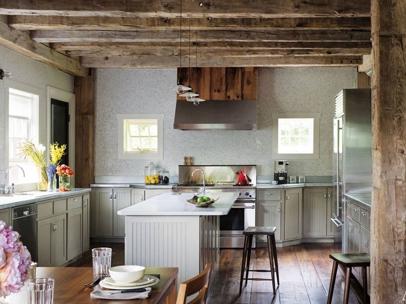 Nội thất phòng bếp theo phong cách rustic hiện đại