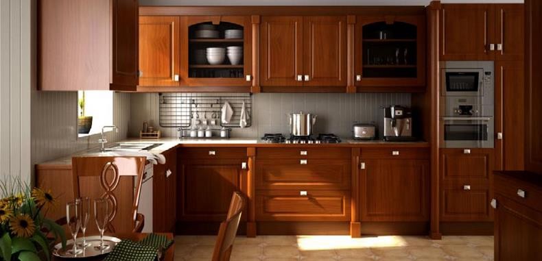 Tủ bếp gỗ gõ đỏ có độ cứng, chắn không bị cong vênh, mối mọt