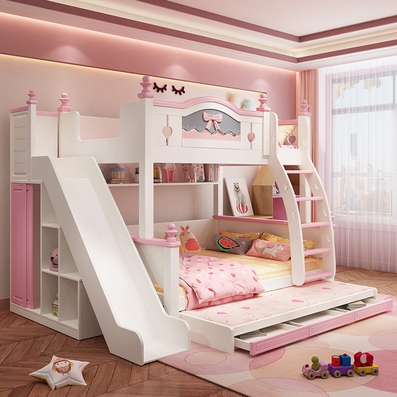 Mẫu 12: Giường gỗ công chúa thông minh với nhiều ngăn kéo tiện lợi