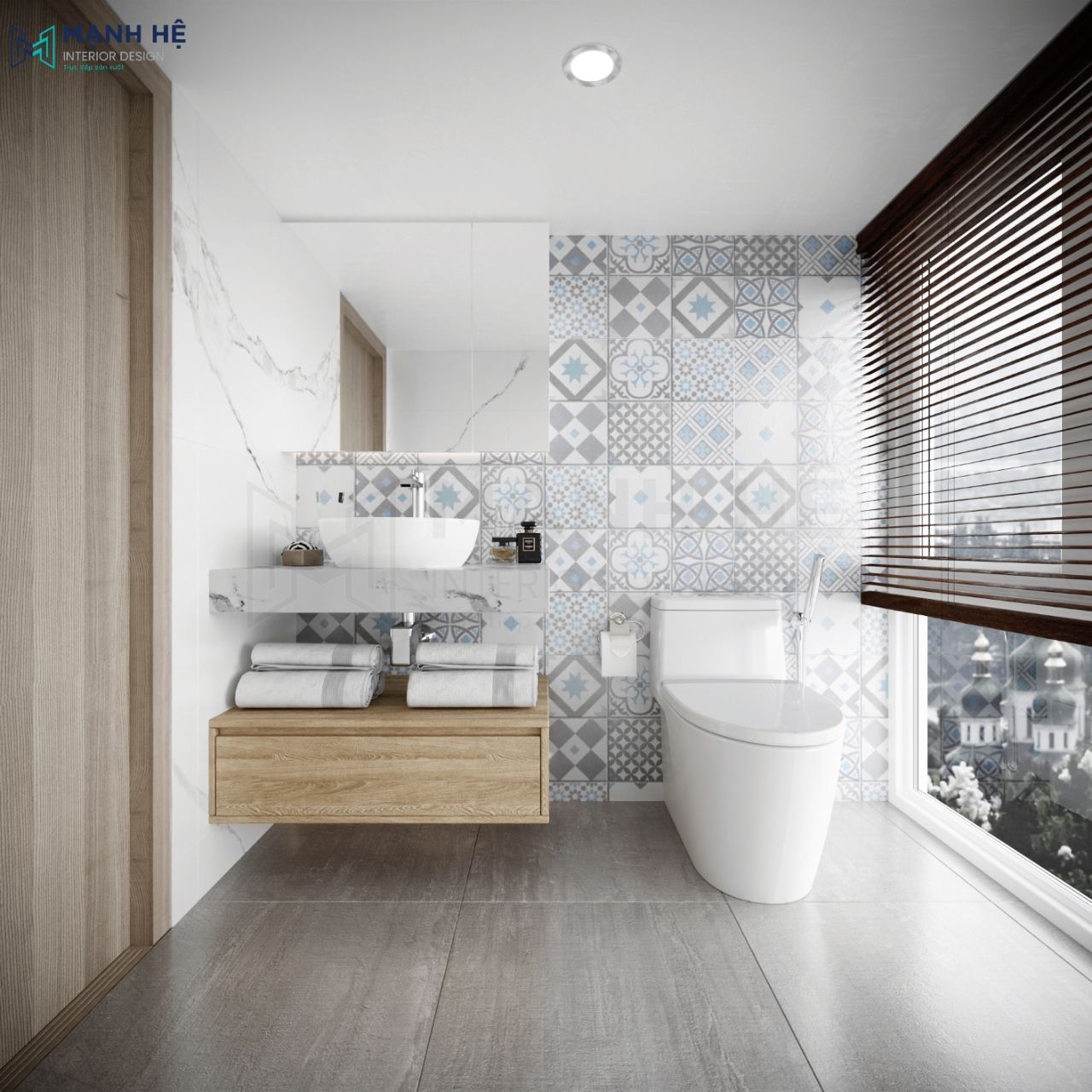 Thiết kế nhà vệ sinh nhỏ trên gác lửng nhà cấp 4