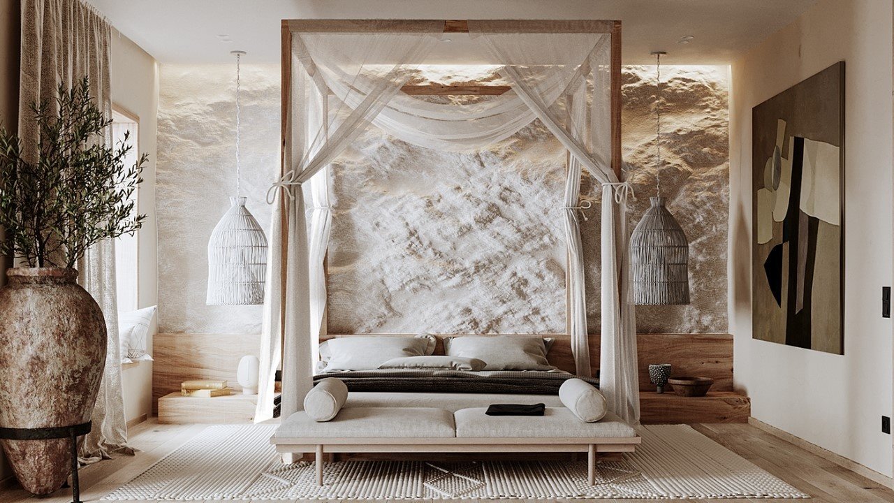 Thiết kế phòng ngủ đẹp hoang dã theo phong cách wabi sabi