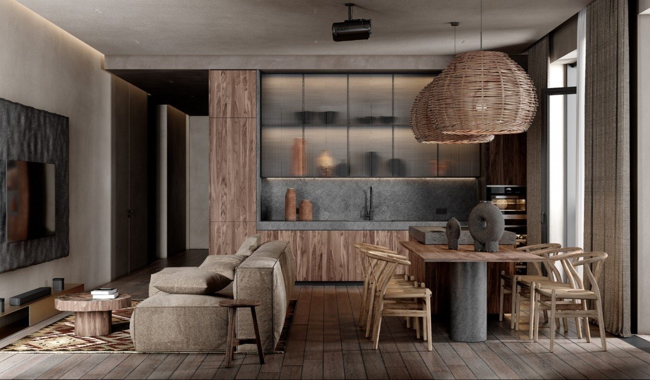 Các vật liệu tự nhiên mang lại cho không gian Wabi sabi một cảm giác ấm cúng