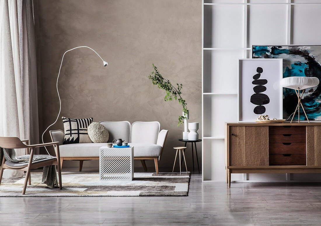 Nét cổ xưa và mộc mạc ẩn trong phòng khách phong cách Wabi Sabi