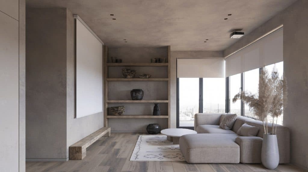 Phòng khách với lối thiết kế tối giản hòa mình với thiên nhiên
