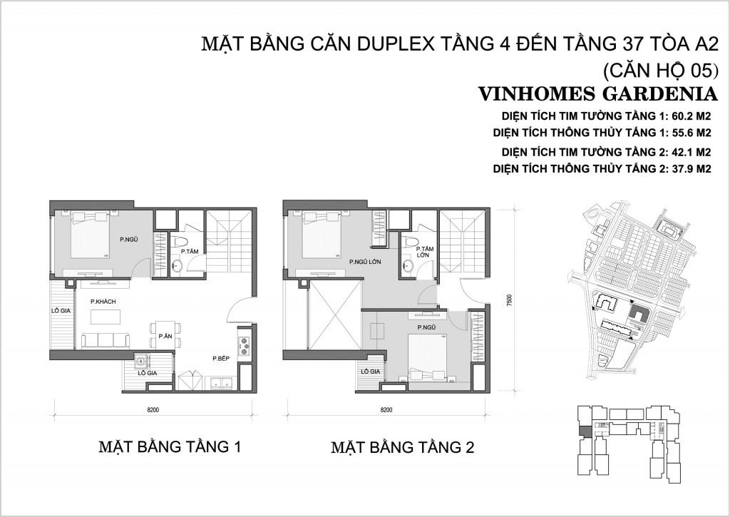Bố trí bản vẽ mặt bằng căn hộ duplex Vinhomes Gardenia