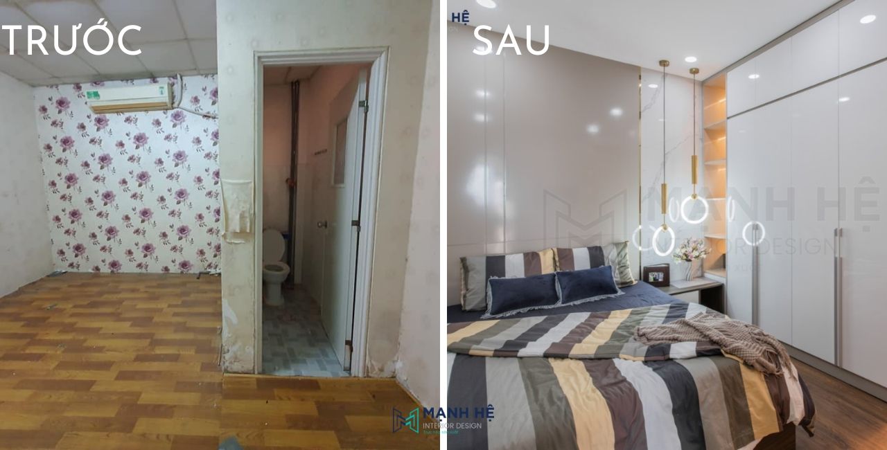 Thi công phòng ngủ đẹp với gỗ công nghiệp acrylic sang trọng