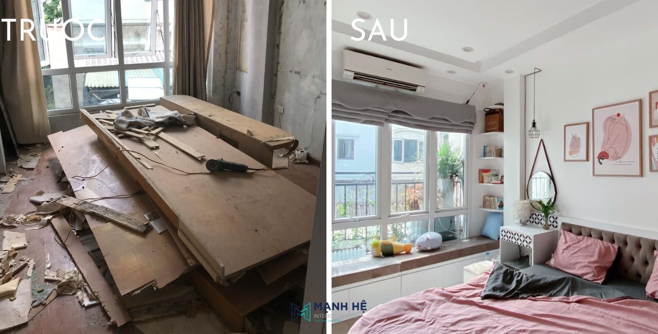 Cải tạo phòng ngủ nhỏ có cửa sổ đón ánh sáng tự nhiên