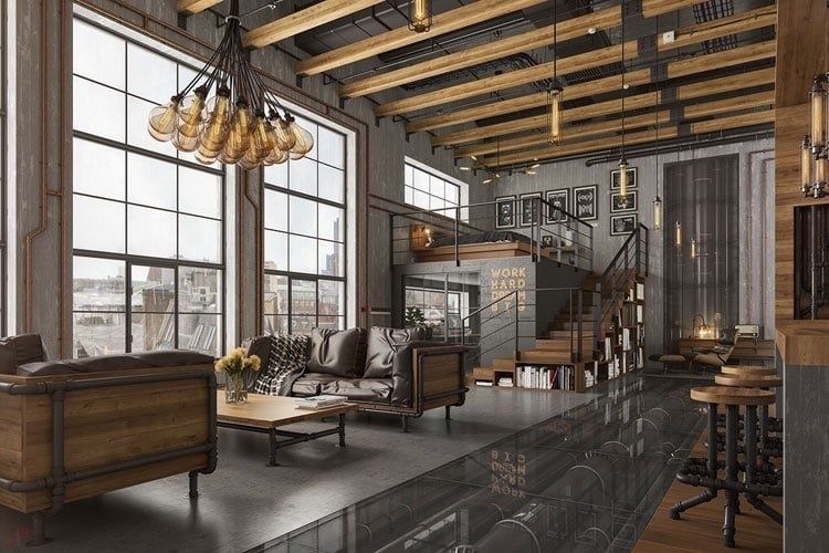 Bố trí cửa sổ và ánh sáng là yếu tố mang tính nghệ thuật trong phong cách industrial