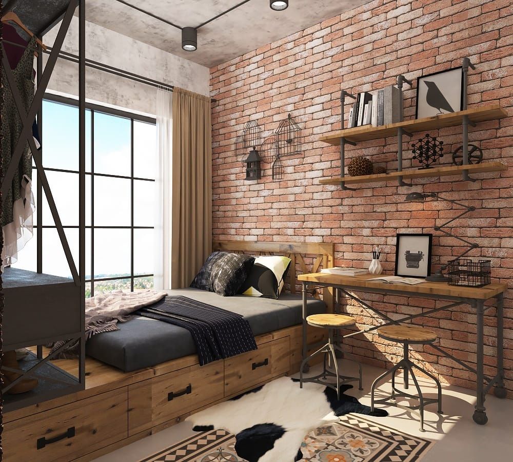 Thiết kế nội thất phòng ngủ phong cách industrial độc đáo
