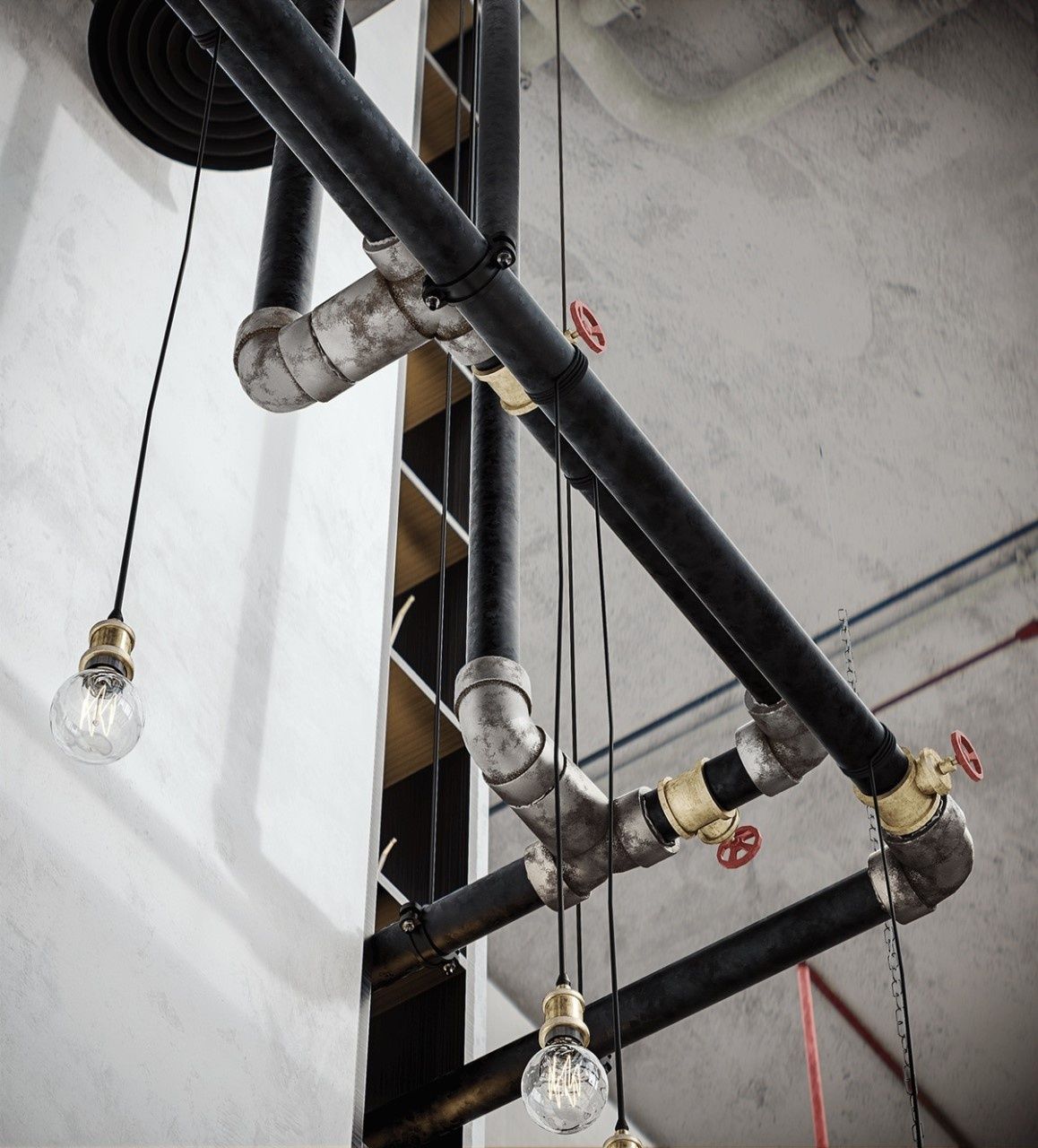 Trần nhà trong phong cách nội thất industrial
