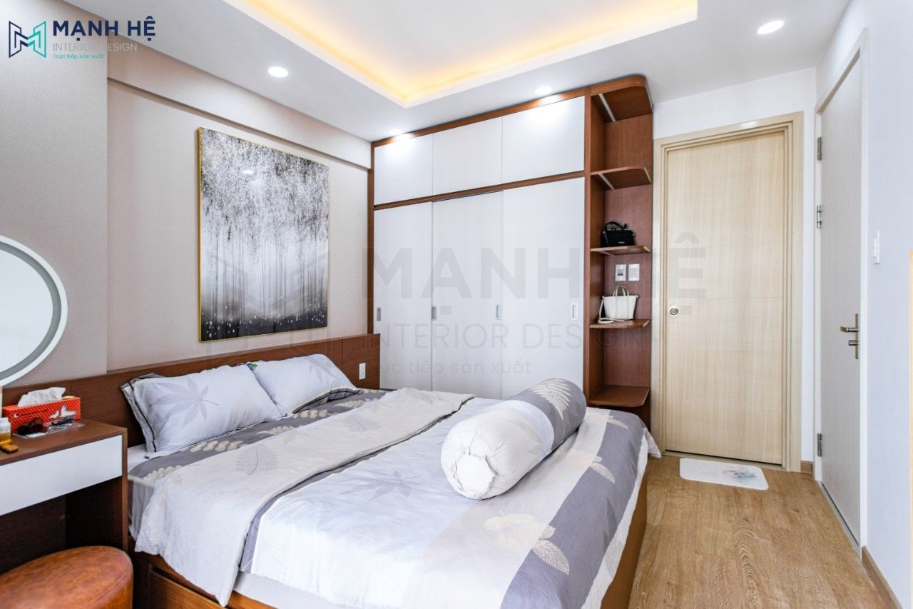 Thi công tủ quần áo đụng trần tối ưu diện tích phòng ngủ
