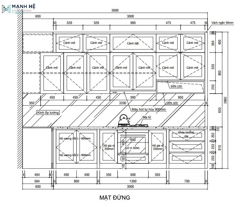 Bản vẽ tủ bếp chi tiết đem đến cho gia chủ cái nhìn cụ thể hơn