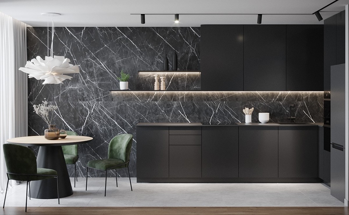 Kiểu tủ bếp chữ i nhỏ cho căn hộ chung cư