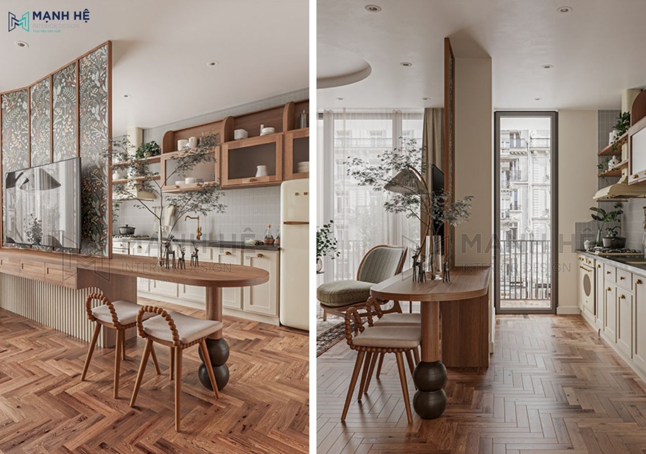 Mẫu quầy bar phong cách wabi sabi đẹp mộc mạc