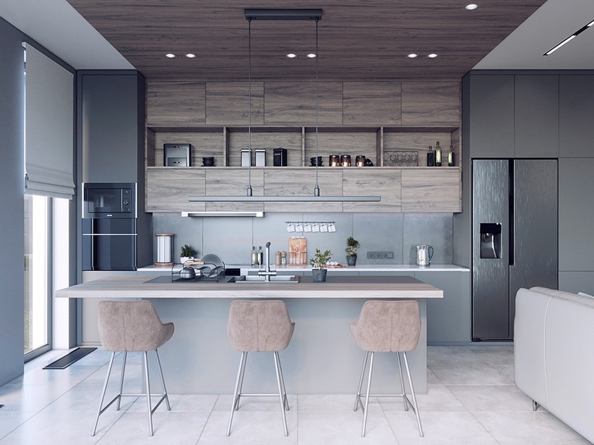 Kích thước quầy bar cân đối với diện tích nhà bếp
