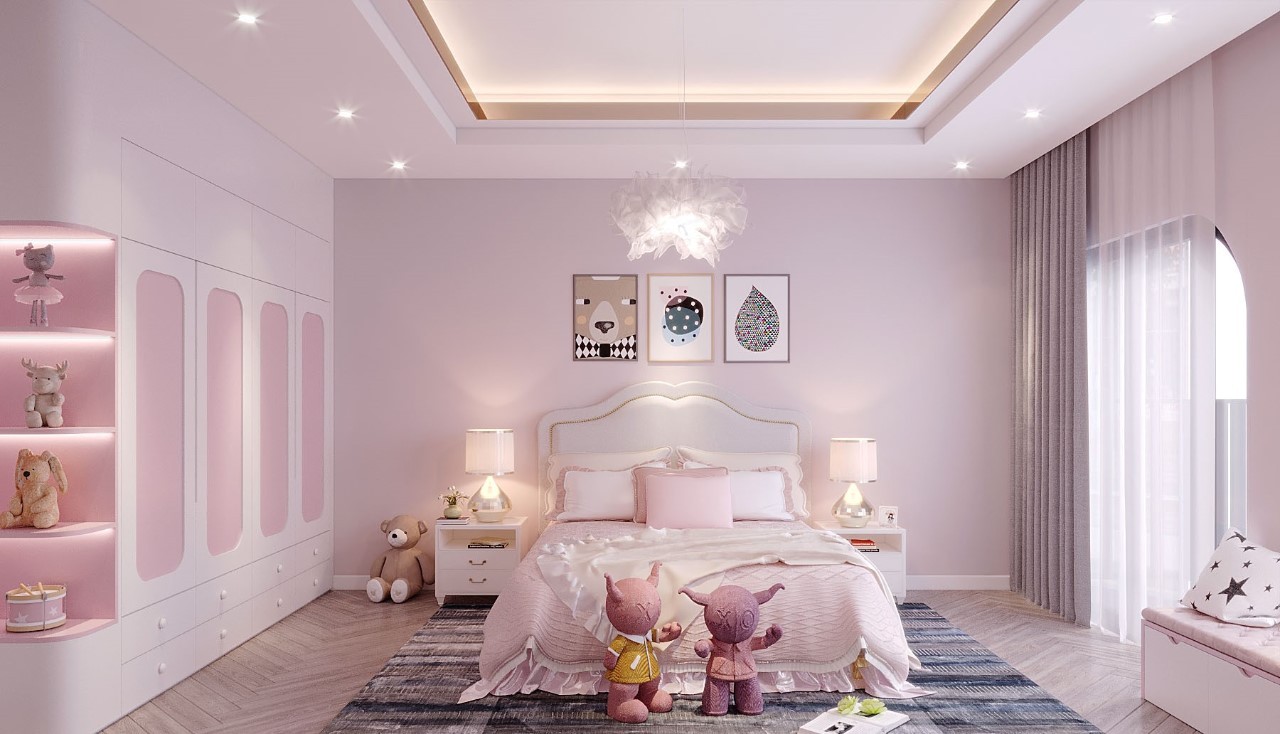 Mẫu 13: Giường ngủ công chúa cho bé gái phong cách tân cổ điển