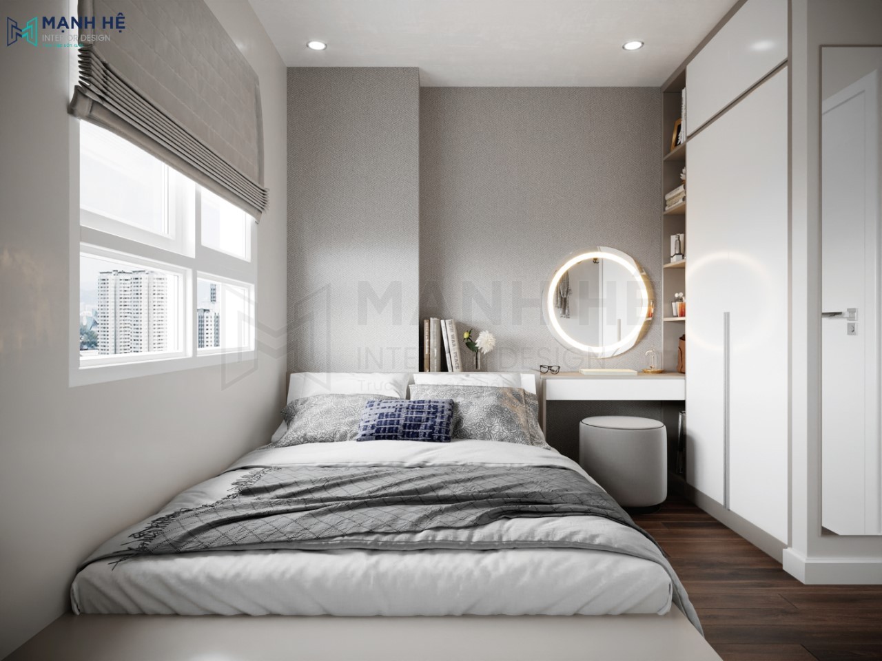 Sơn tường phòng ngủ tông xám đẹp hiện đại