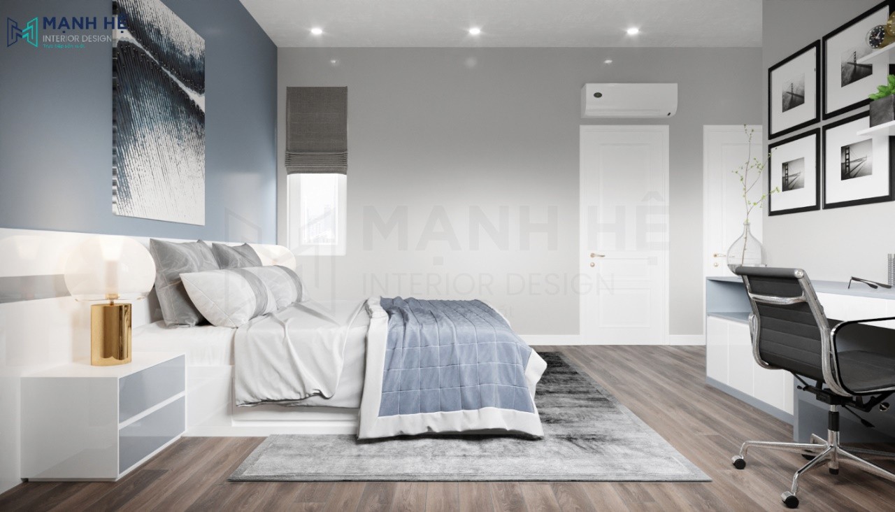Sơn tường màu xám nhẹ nhàng cho phòng ngủ