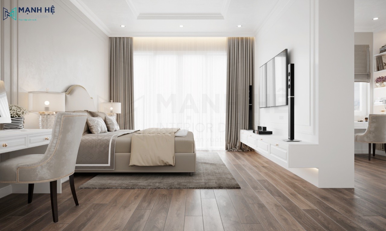 Thiết kế nội thất phòng ngủ kết hợp phòng thay đồ