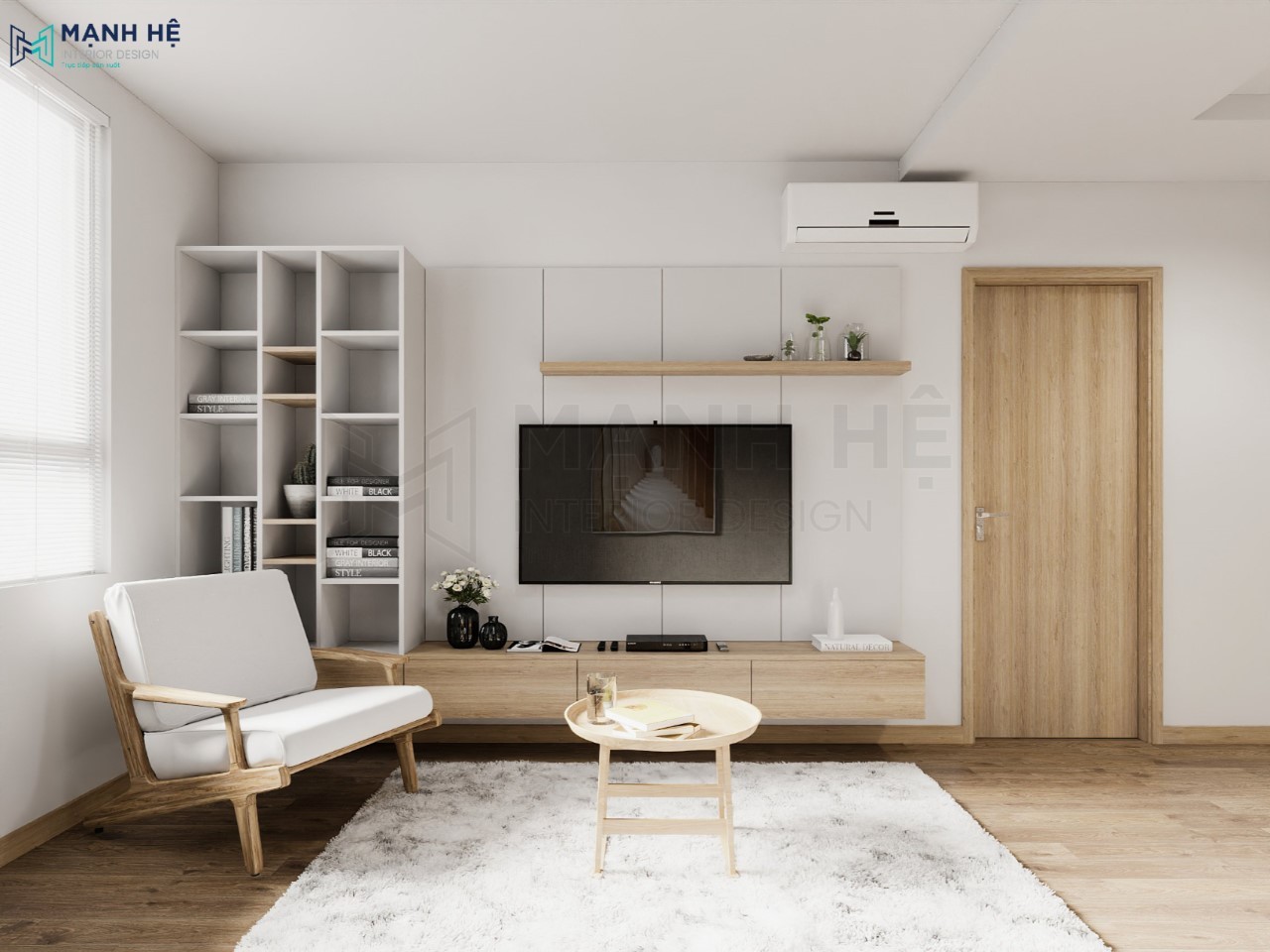 Kệ tivi treo tường nối liền kệ trang trí