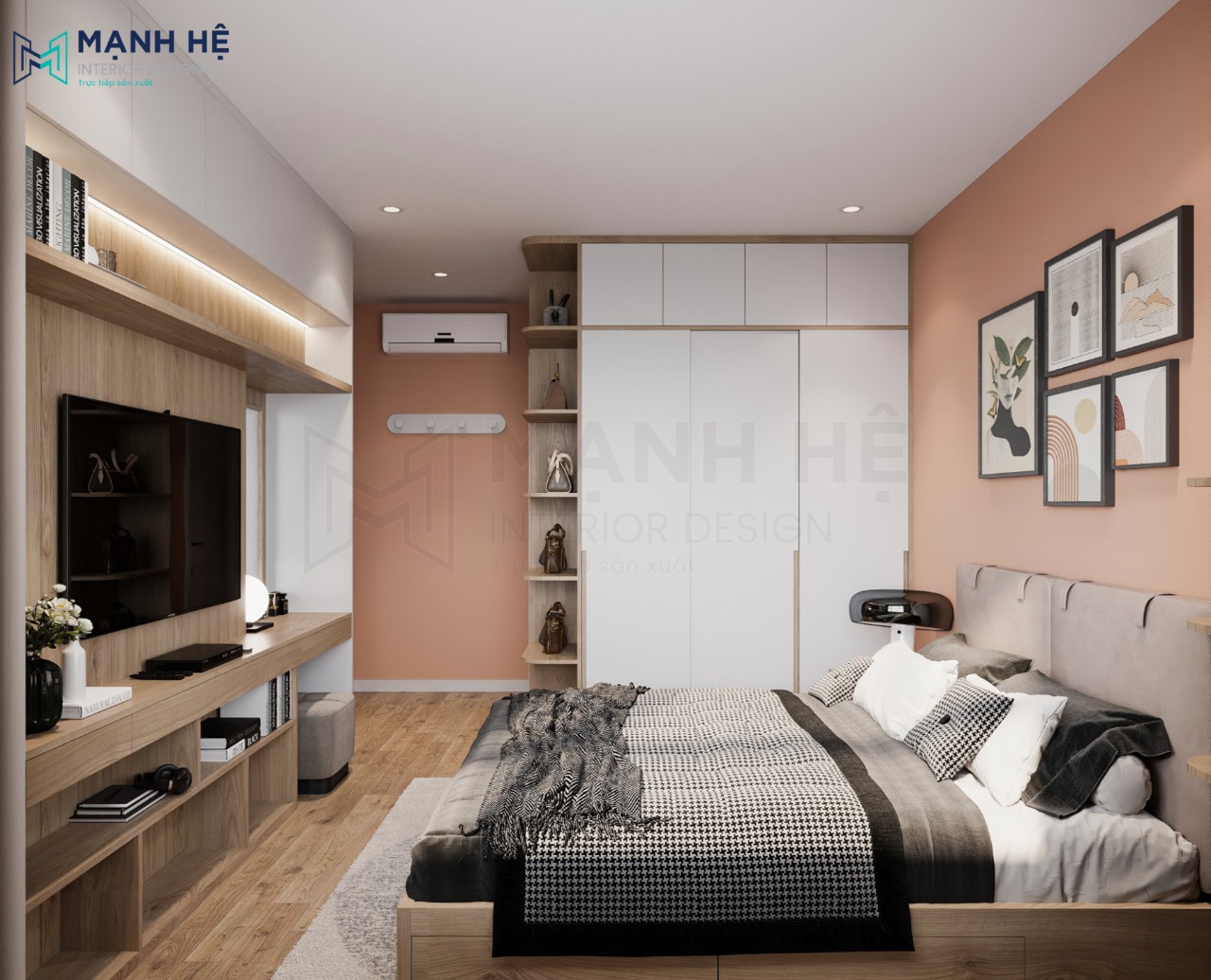 Tủ quần áo cao đụng trần với thiết kế cửa lùa thông minh