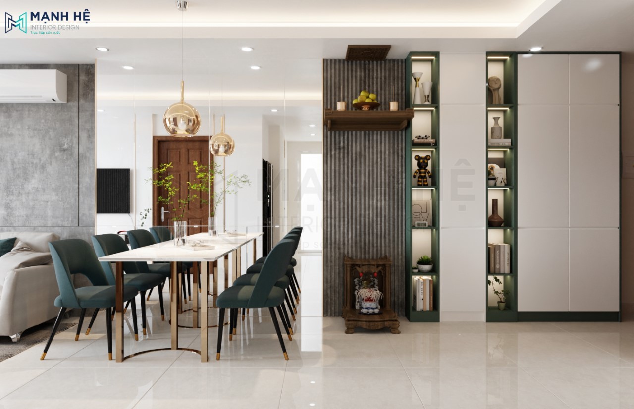Hệ tủ trang trí âm tường phòng khách tối ưu diện tích