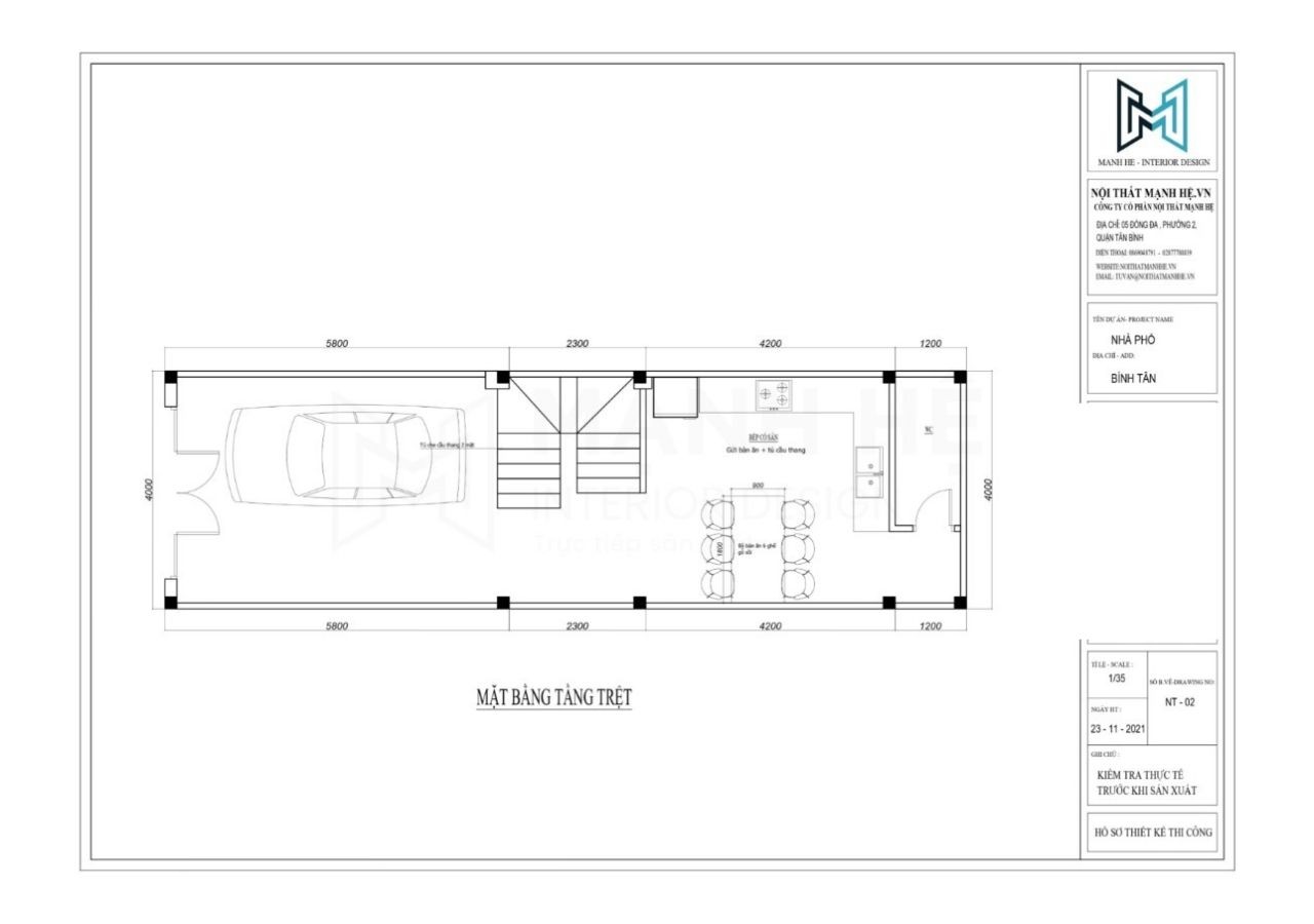 Bản vẽ mặt bằng thiết kế nội thất nhà phố