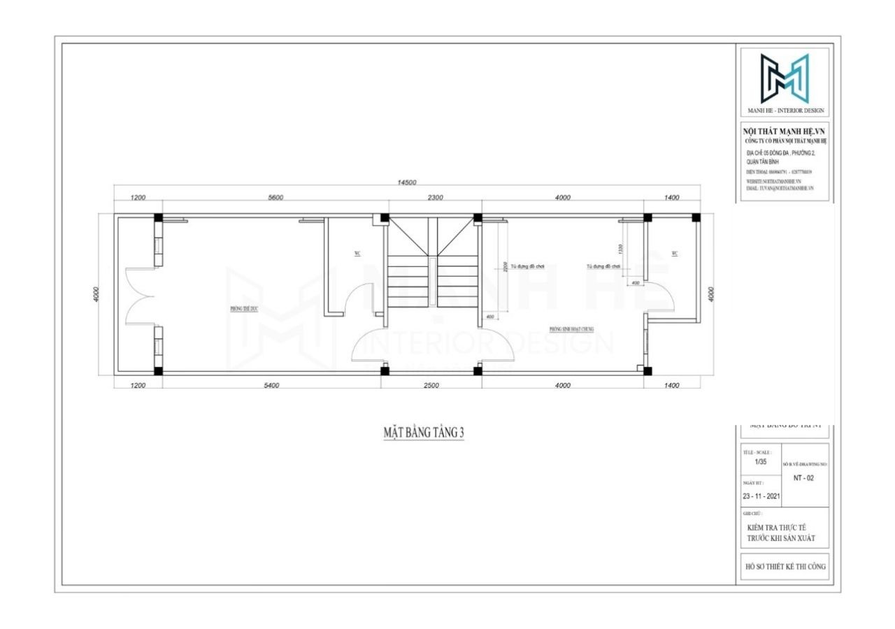 Thiết kế nội thất nhà phố tầng 3