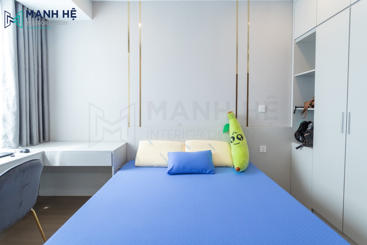 Thi công phòng ngủ master đẹp với chất liệu gỗ công nghiệp