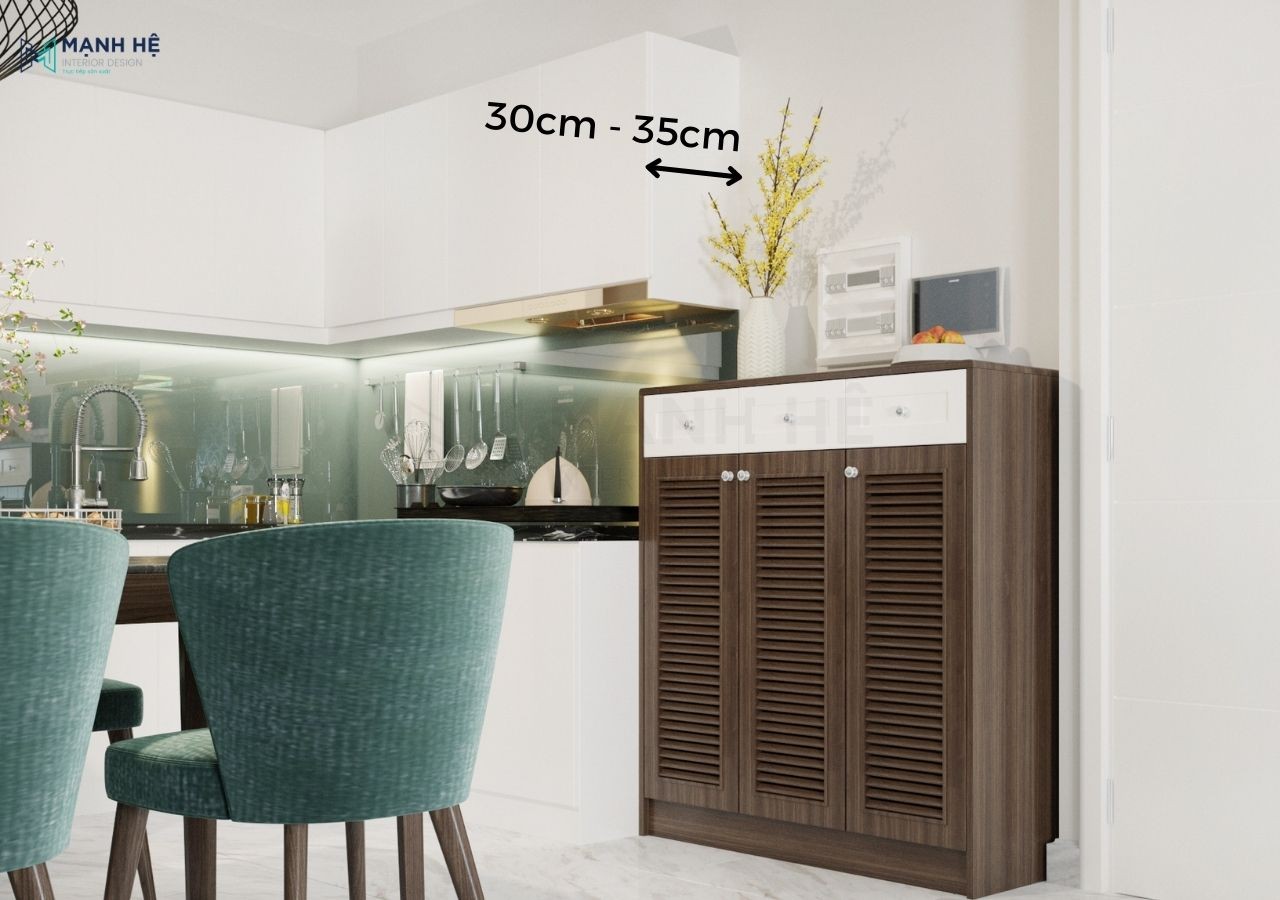 Kích thước chiều sâu của tủ bếp treo tường