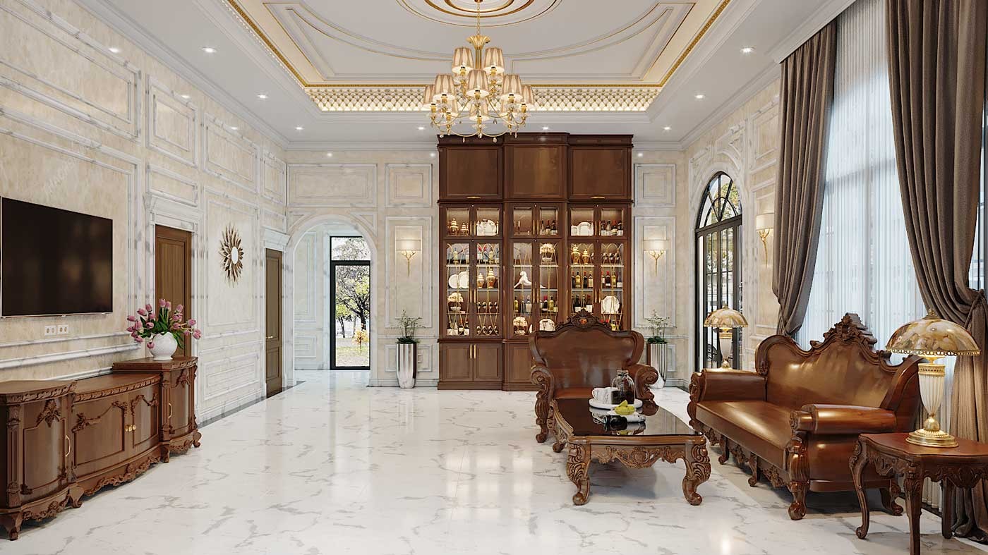 Thiết kế nội thất nhà vườn tân cổ điển sang trọng