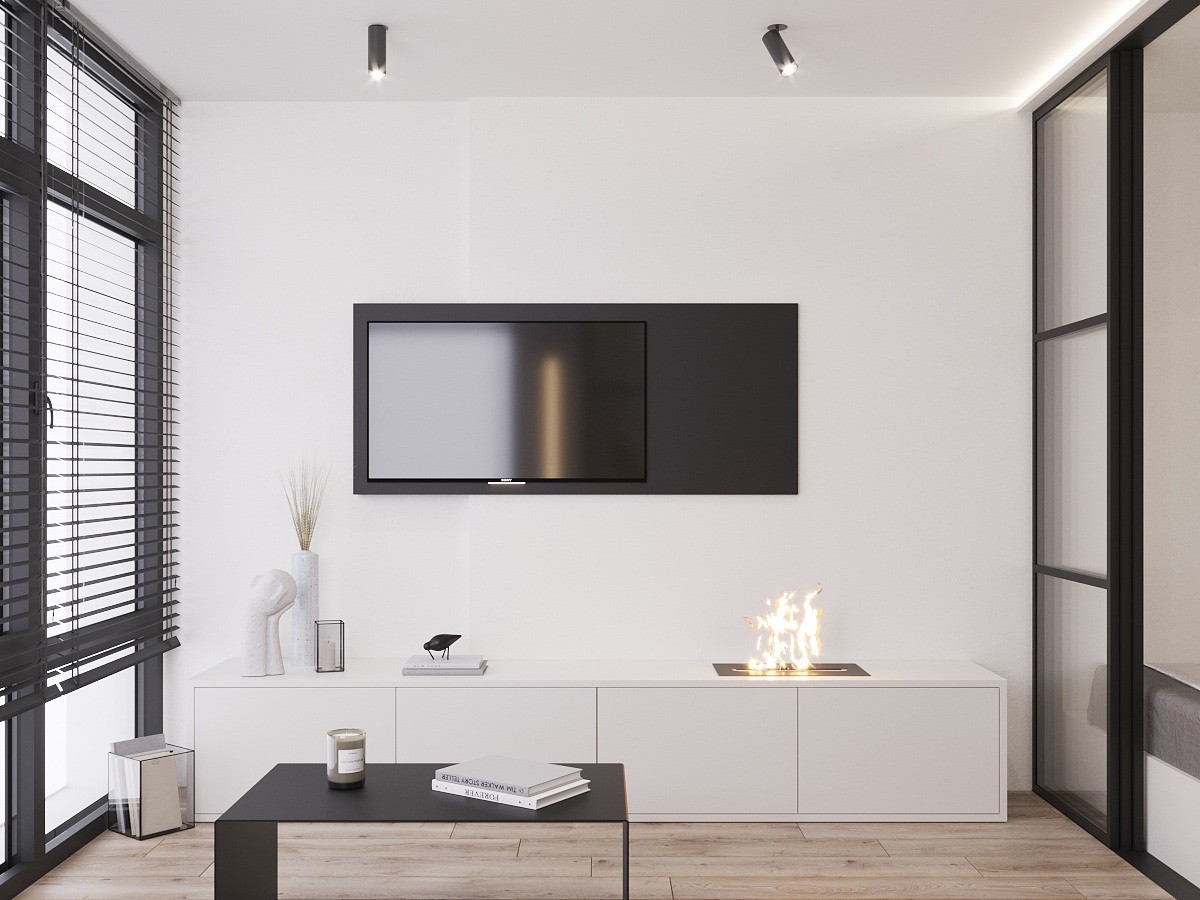 Phòng khách căn hộ studio nhỏ