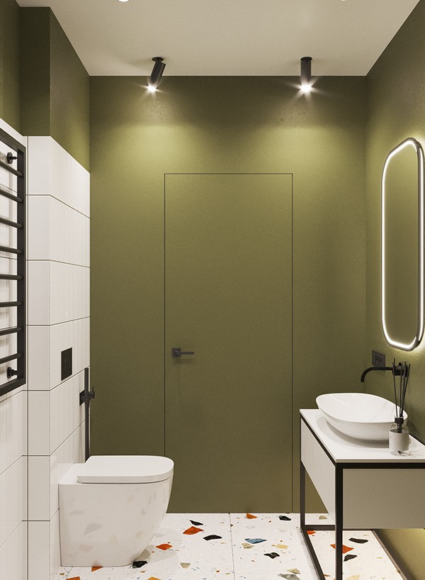 Toilet nhỏ gọn màu xanh độc đáo