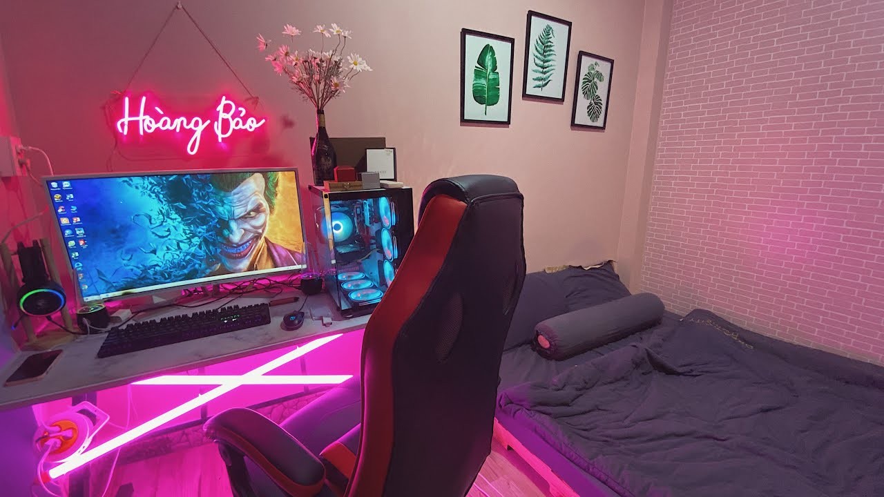 Bố trí nội thất phòng ngủ gaming nhỏ mà cực tiện nghi