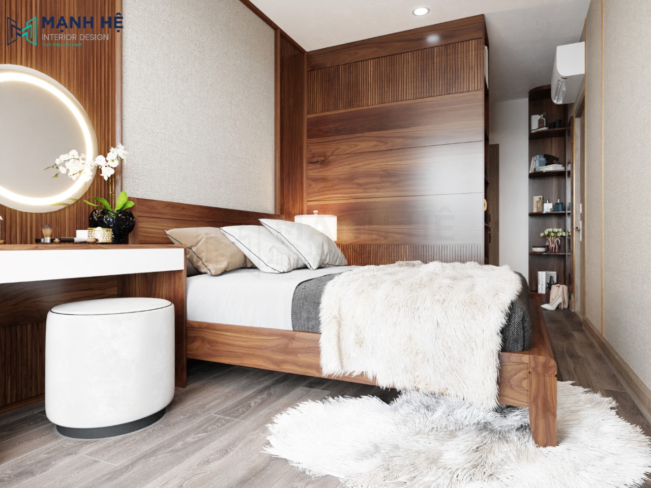 Tủ quần áo thiết kế cao đụng trần đem đến cho không gian có sự liền mạch