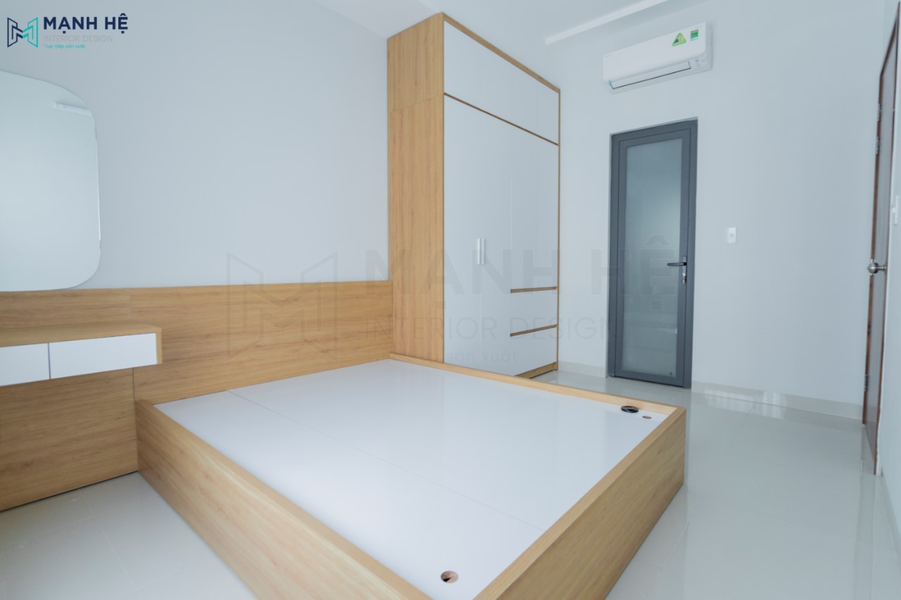 Thi công hệ tủ quần áo đụng trần tối ưu diện tích phòng ngủ