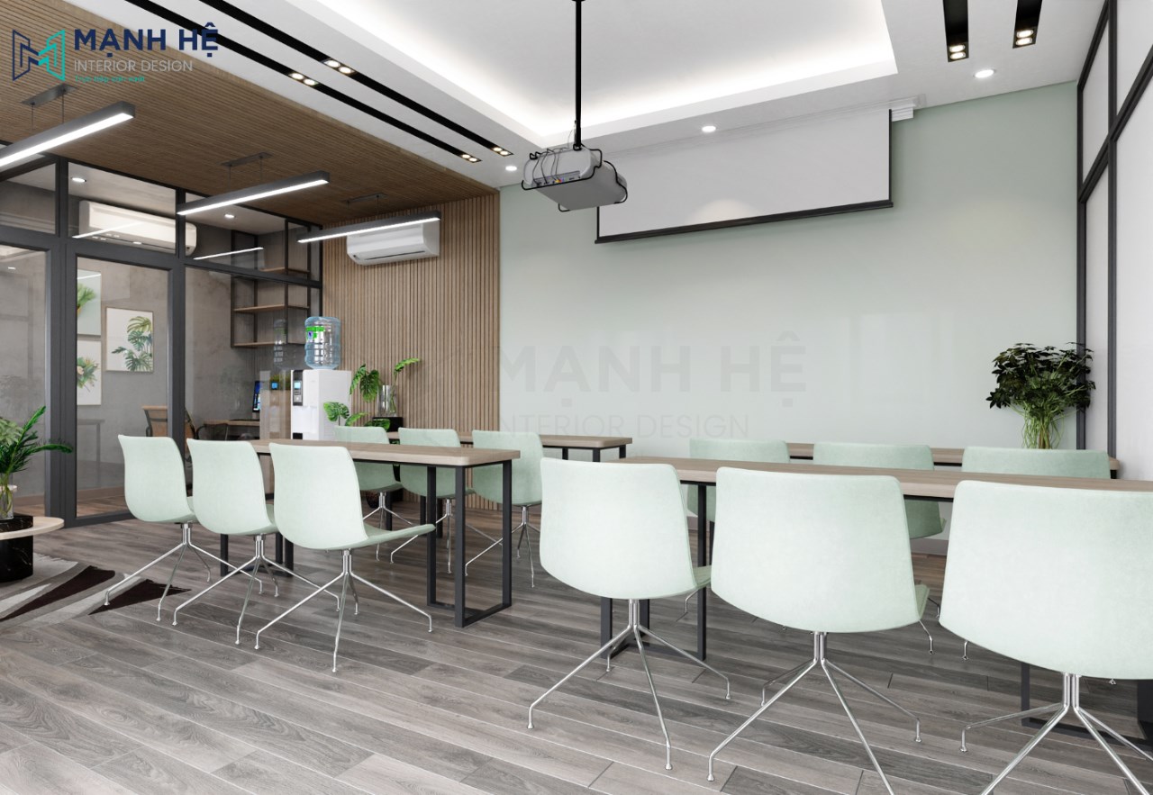 Bàn ghế đơn giản dành cho nhân viên lúc ngồi họp hành