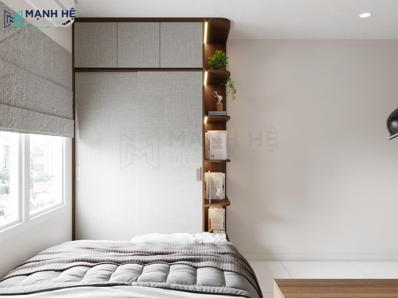 Tủ quần áo đẹp có ngăn kệ trang trí để trưng bài những món đồ decor yêu thích