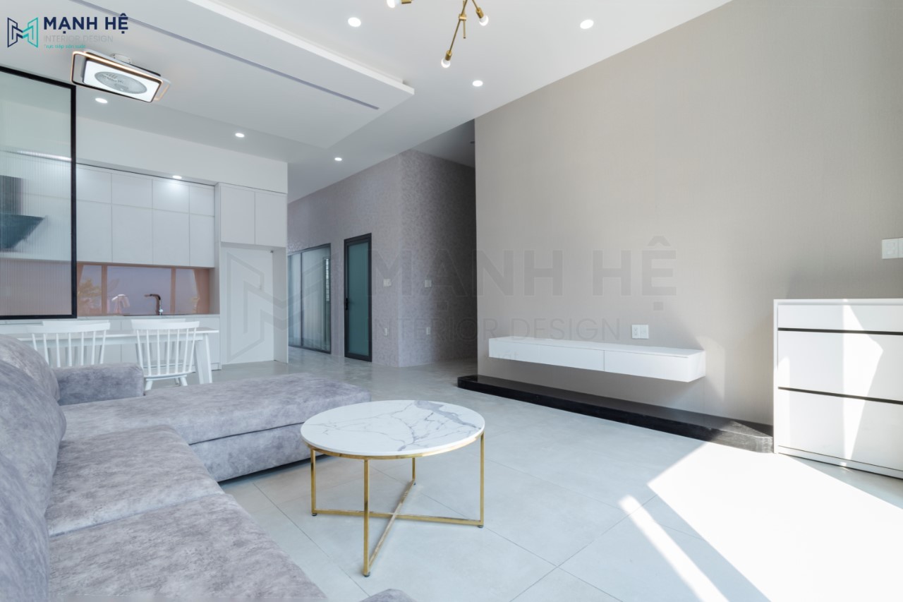 Thi công kệ tivi treo tường phòng khách